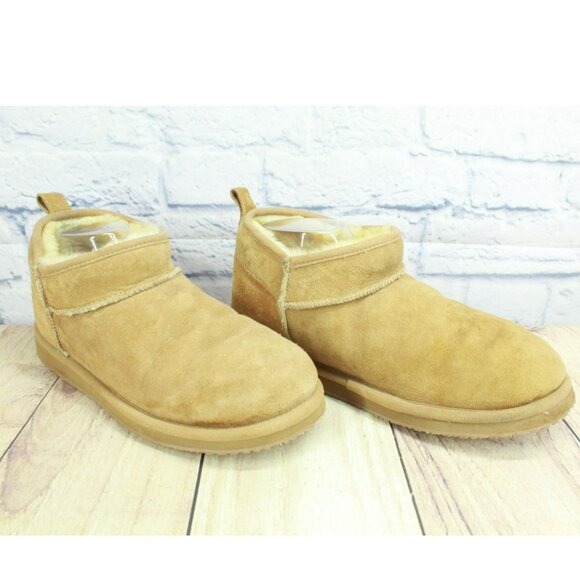 LL Bean Brown Suede Wicked Good Shearling Lined Slipper Ankle Boots Size 9 M - Picture 3 of 9